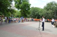 Сегодня в сквере им. Саши Филиппова состоялось торжественное возложение цветов к памятнику юному герою Великой Отечественной войны и Сталинградской битвы Саше Филиппову.